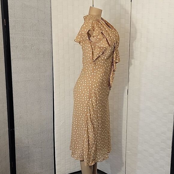 BRAND NEW METAPHOR V-NECK RUFFLE DESIGN POLKA-DOT FLIRTY DRESS - Picture 4 of 11